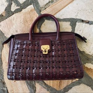 Vintage Etienne Aigner Leather burgundy weavepurse